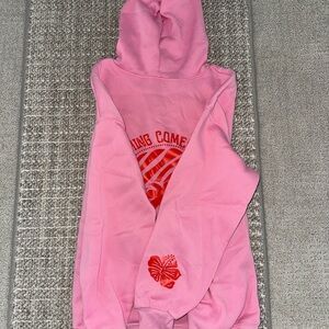 Pink Hoodie with Red Graphic